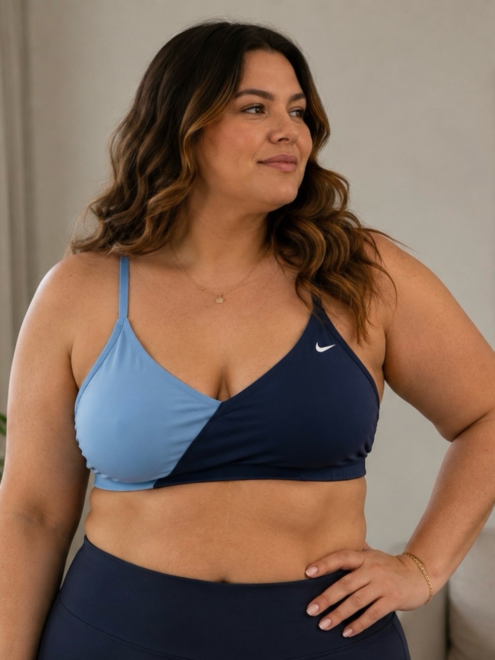Nike Women’s Two-Tone Light Blue & Navy Sports Bra